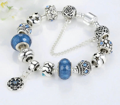 Blue flower European style bracelet