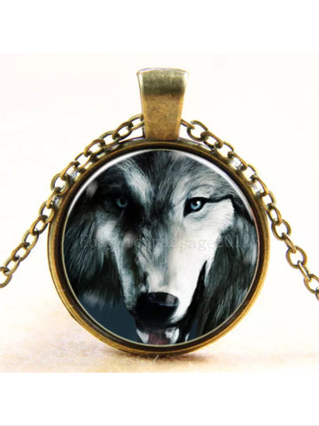 Wolf cabochon necklace