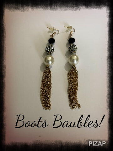 Black Beaded chain earrings