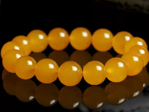 Yellow agate natural chalcedony stretch bracelet