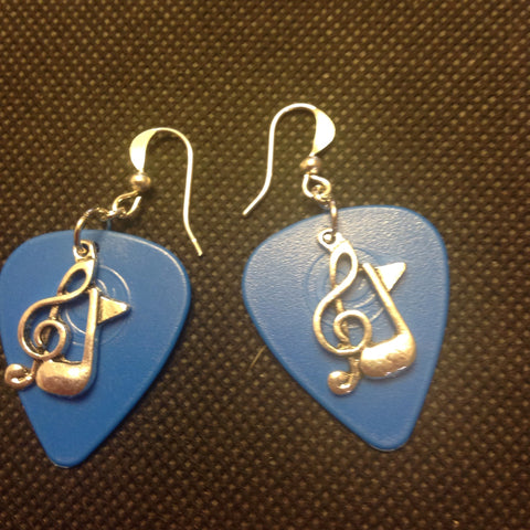 Guitar pic music note earrings