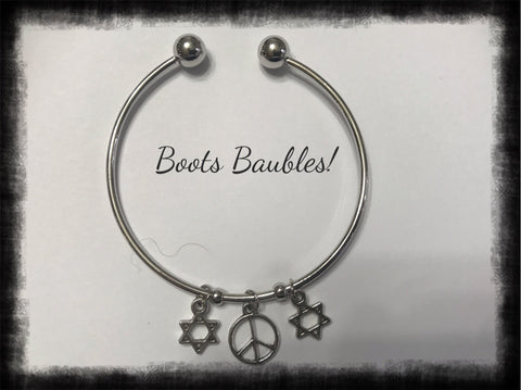 Peace and Star of David Charm bracelet