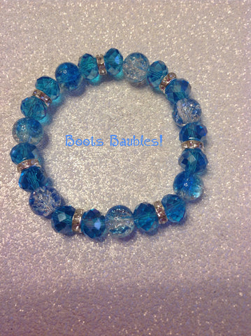Blue beaded stretch bracelet