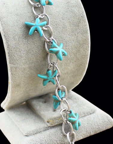 Starfish turquoise bead bracelet