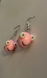 3D pink fish charm earrings
