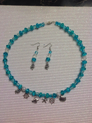 Beautiful blue nautical necklace and earrings
