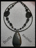 Jasper teardrop pendant beaded necklace
