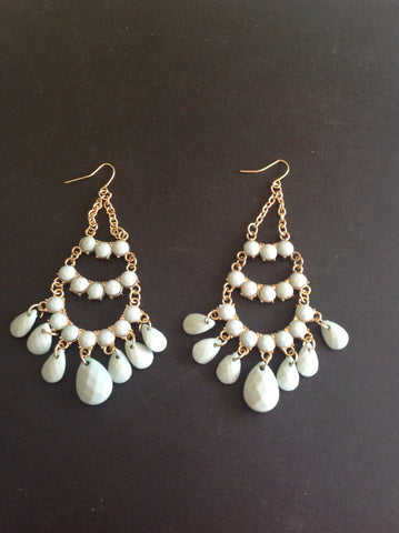 Light green chandelier style earrings