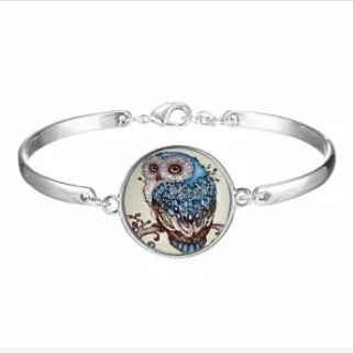 Owl glass cabochon bracelet