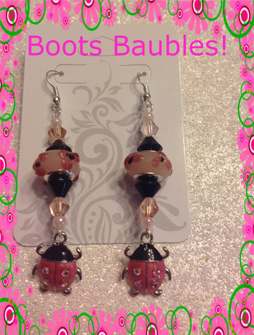 Pink Ladybug earrings