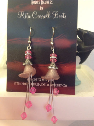 Pink tulip bell earrings