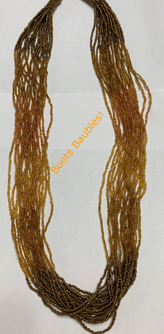 Seed bead gold and brown ombre necklace