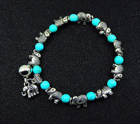 Turquoise elephant stretch bracelet