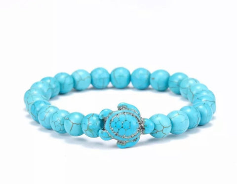 Turquoise turtle stone lava bracelet
