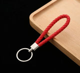 wristlet leather braided keychain