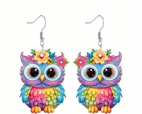 Acrylic owl earrings