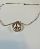 Red white and blue peace sign cabochon locket necklace