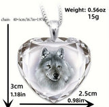 Wolf pendant heart necklace