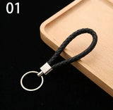 wristlet leather braided keychain