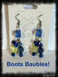 Navy blue and yellow dangle earrings