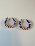 Red white and blue seed bead earrings