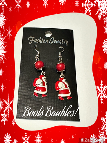 Santa Clause Christmas beaded earrings