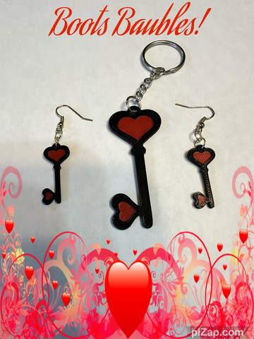 Key to my heart Earrings and keychain set