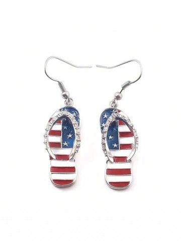 Patriotic rhinestone flip flops