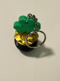 St Patrick’s day leprechaun pot of gold clover keychain