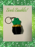 St Patrick’s day leprechaun pot of gold clover keychain