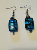 Blue glass beaded spiral earrings