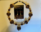 Brown and black heart necklace and earrings