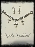 Cross bracelet and earring set