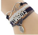 Dallas Cowboys leather style football  charm bracelet
