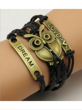 Bronze owl Leather style bracelets