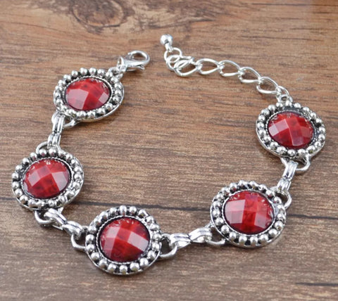 Red and Silvertone bracelet