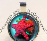 Starfish glass cabochon necklaces