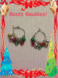 Christmas beaded bell hoop earrings