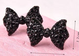 Black Rhinestone bow post earrings