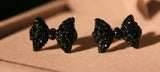 Black Rhinestone bow post earrings