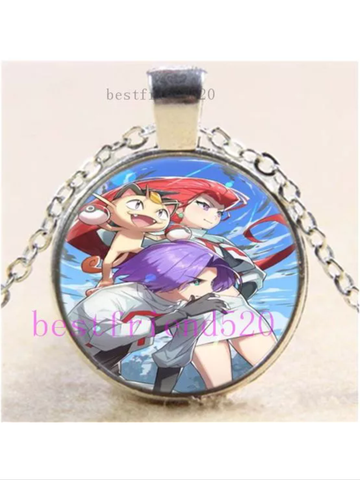 Pokémon action scene glass cabochon necklace