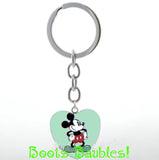 Mickey Mouse heart glass cabochon keychain