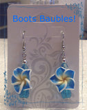 Blue polymer clay flower earrings