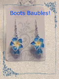 Blue polymer clay flower earrings