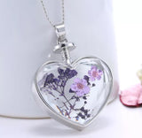 Purple dried flower necklace