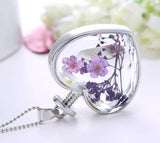 Purple dried flower necklace