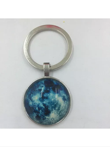 Glass cabochon cloud or solar system keychain