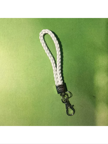 White and silver braided keychain