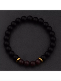 Cats eye and smooth  lava rock stretch bracelet