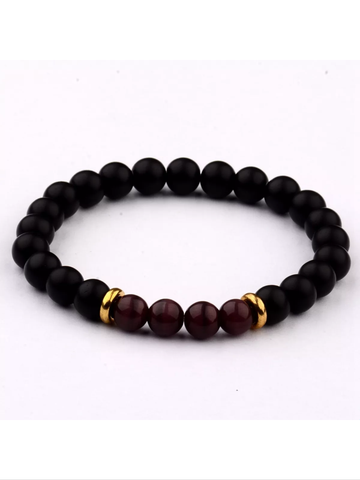 Cats eye and smooth  lava rock stretch bracelet